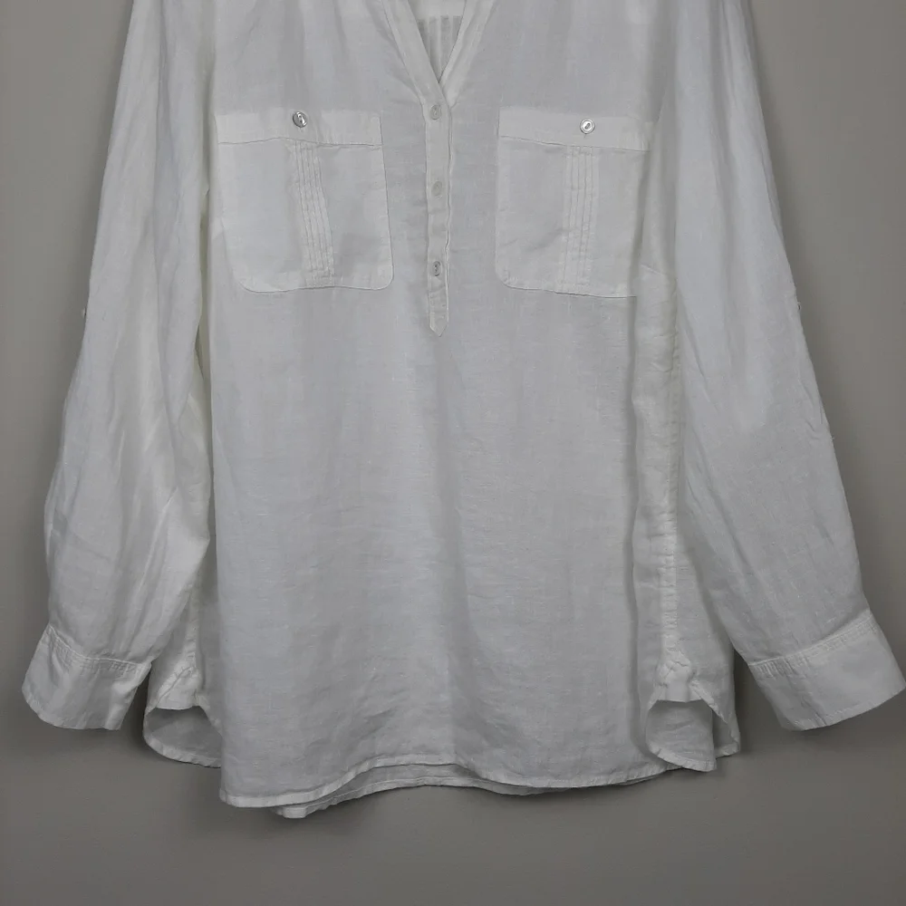 Talbots white linen